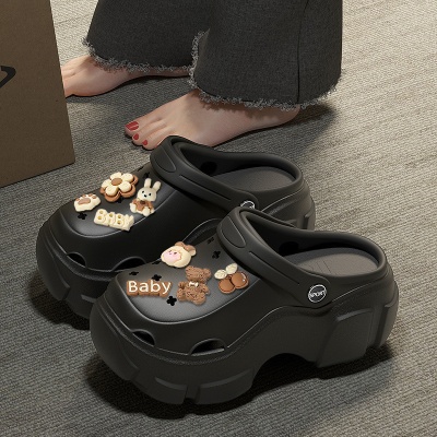 洞洞鞋女DIY透气拖鞋女凉鞋韩版防滑厚底凉拖鞋包头沙滩拖鞋批发