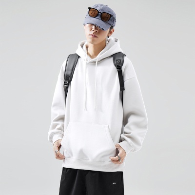 男士卫衣 连帽秋季宽松上衣男款情侣运动服纯色帽衫冬季加绒休闲