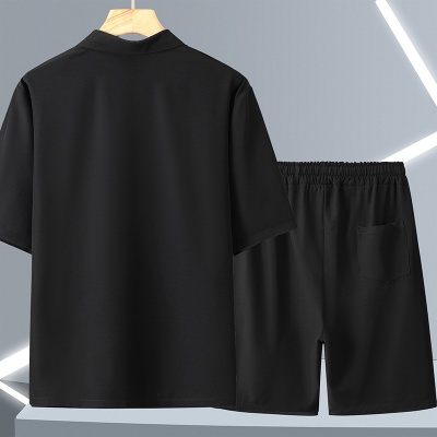 特大码380斤短袖T恤男士POLO衫夏季潮流帅气休闲套装穿搭配一整套