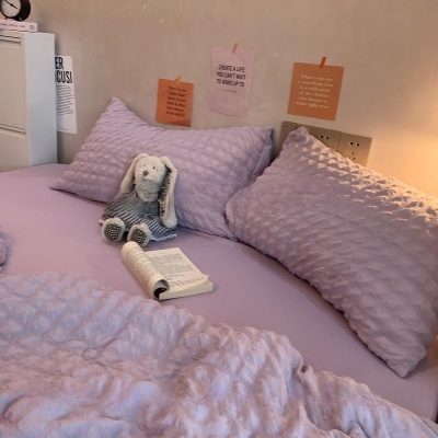 ins夏季温柔紫小泡芙夏被四件套凉感舒适夏凉被空调被宿舍三件套