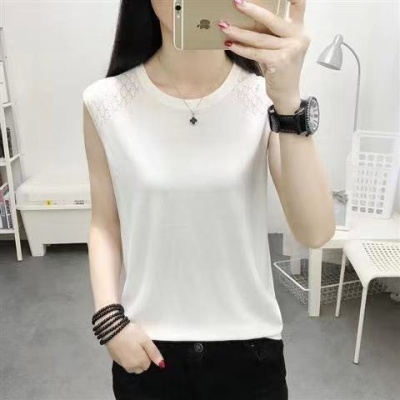 2023新款无袖背心女外穿小清新短款ins冰丝针织t恤女内搭性感打底