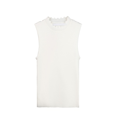 跨境爆款新款欧美时尚无袖波浪领夏季女装针织衫毛衣源头工厂