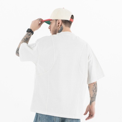 澜海男装2025春夏新品潮牌美式小logo刺绣洗水纯色百搭短袖T恤男