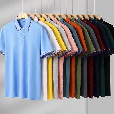丝光间色新款Polo衫男士短袖t恤夏季商务休闲透气翻领男上衣服装