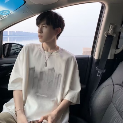 欧美高街短袖t恤男夏季新款嘻哈痞帅美式宽松半袖休闲体恤男装潮
