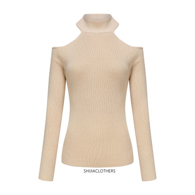 亚马逊外贸跨境高档女装长袖春秋打底露肩针织衫上衣女薄款毛衣