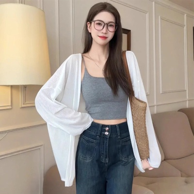 长袖女针织衫春季时尚防晒夏季韩版宽松空调罩衫薄款气质女装开衫