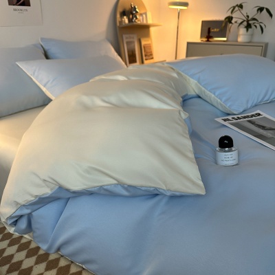 冰丝四件套学生宿舍床单夏季床笠轻奢简约被套高档床品2m被罩代发