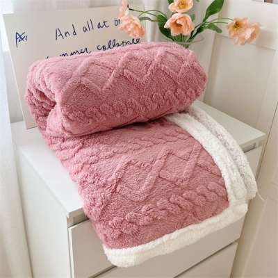 加厚纯色塔芙绒羊羔绒毛毯双层盖毯冬季毯子办公室午睡午休沙发毯