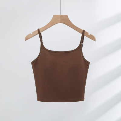 2025春夏新款可调节肩带美背打底背心自带胸垫一体式内搭白色吊带