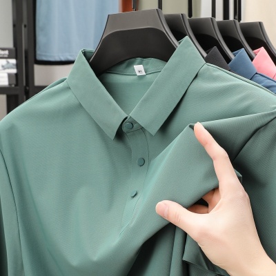 夏季短袖t恤男士商务休闲冰丝翻领polo衫男女无痕体恤上衣高品质