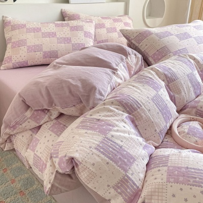 A类全棉双层纱四件套2025新款纯棉被套床单碎花床上用品四季通用