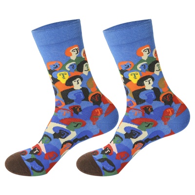 欧美油画袜子男中筒袜潮流时尚休闲棉袜户外滑板长筒袜诸暨女袜