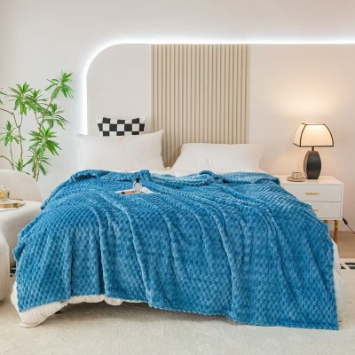 跨境加厚金龟绒毛毯龟背绒多功能午睡毯子学生珊瑚绒盖毯床单可定