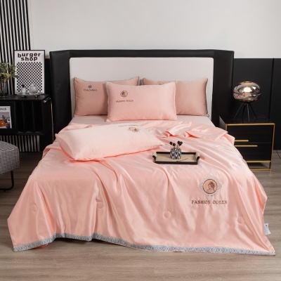 跨境轻奢夏凉被空调被四件套冰丝缎面床单家用水洗可裸睡薄被子