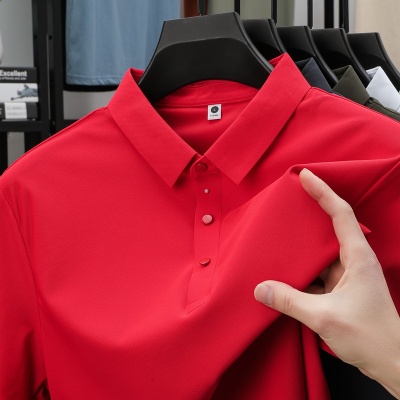 夏季短袖t恤男士商务休闲冰丝翻领polo衫男女无痕体恤上衣高品质