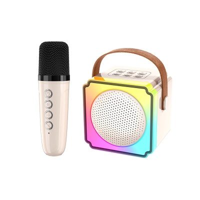 跨境新款K歌无线蓝牙音响P8炫彩家用KTV双麦克风一体机蓝牙音箱