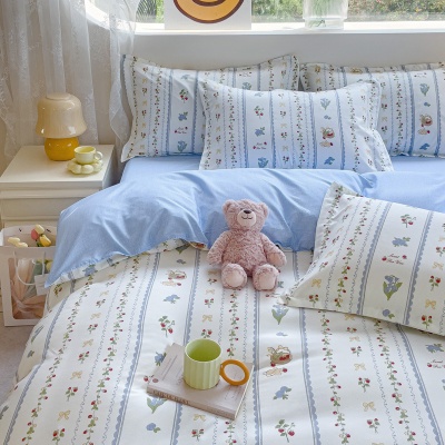 2025新款四件套水洗棉小碎花床单被罩单人学生宿舍2.0m三件套床品