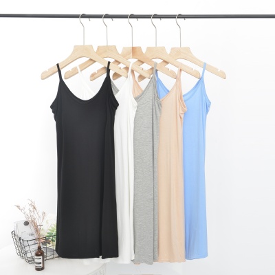 2025夏季莫代尔打底背心裙内搭衬裙中长款宽松无袖吊带裙一件代发