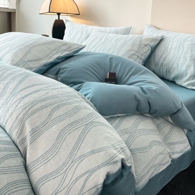 母婴A类全棉水洗棉三层纱四件套纯棉被套床单床笠三件套床上用品4