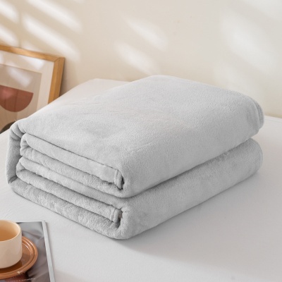 外贸跨境纯色法兰绒毯子夏季沙发午睡盖毯珊瑚绒床单礼品毛毯批发