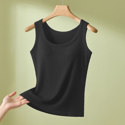 莫代尔带胸垫吊带背心女内搭一体式外穿大码免穿文胸美背打底春夏