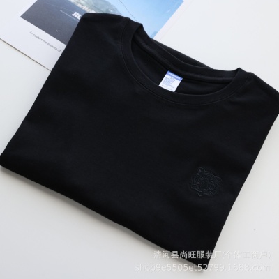 批发新款虎头刺绣男女同款短袖T恤夏季衣服宽松休闲半袖男装上衣t