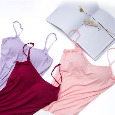 一体式小吊带背心女短款文胸内衣外穿内搭上衣带胸垫吊带