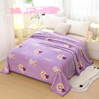 跨境外贸毛毯批发法兰绒活动礼品双面绒毯礼品公司小毛毯盖毯批发