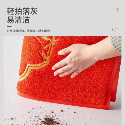 出入平安入户地垫丝圈红色高级感进门防滑垫门口玄关耐磨蹭脚垫子